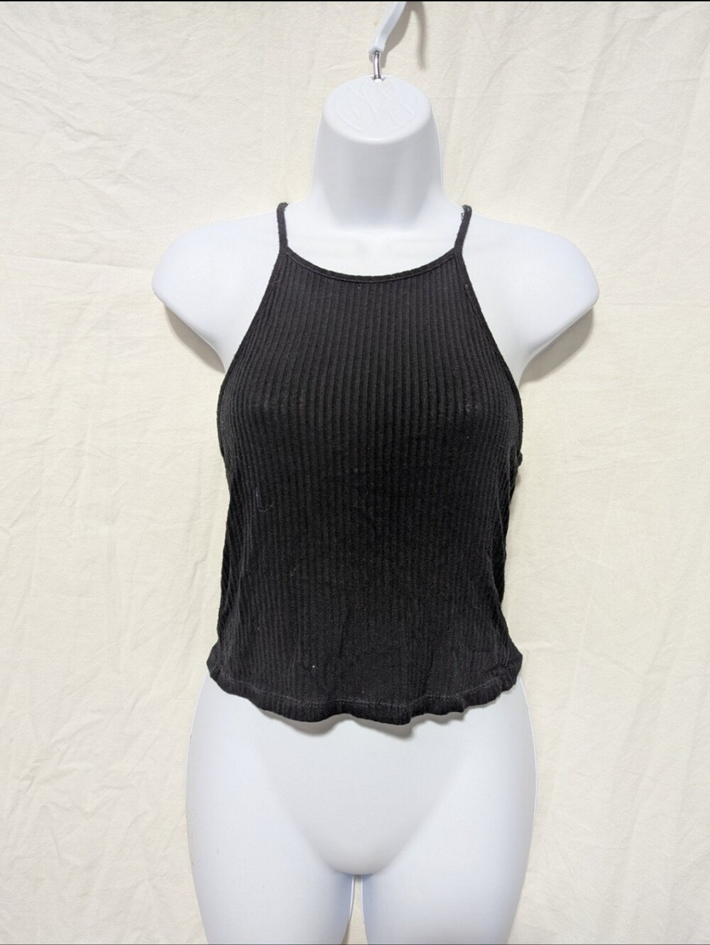 Brandy Melville Black Ribbed High-Neck Crop Tank